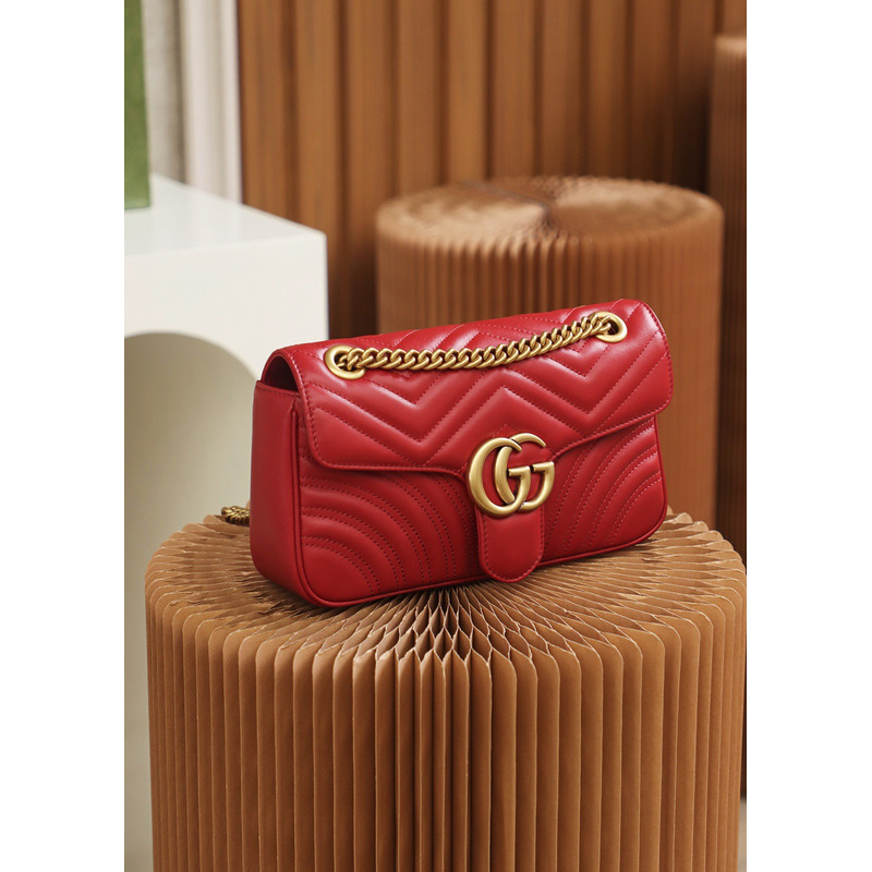 G*u*i gg marmont small matelasse bag hibiscus red