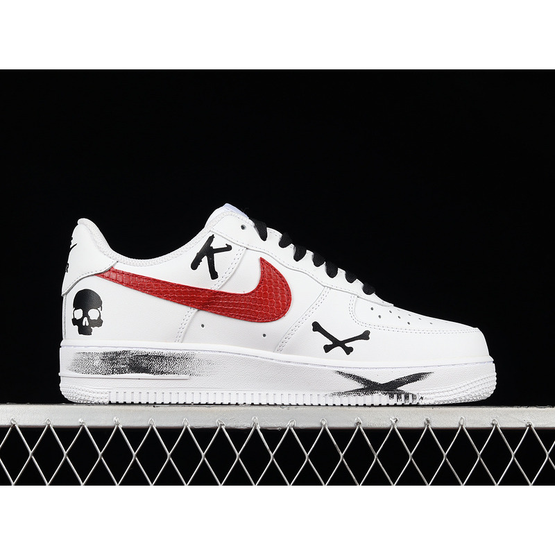 Nike Air Force 1 Low Graffiti Painted White Black Red