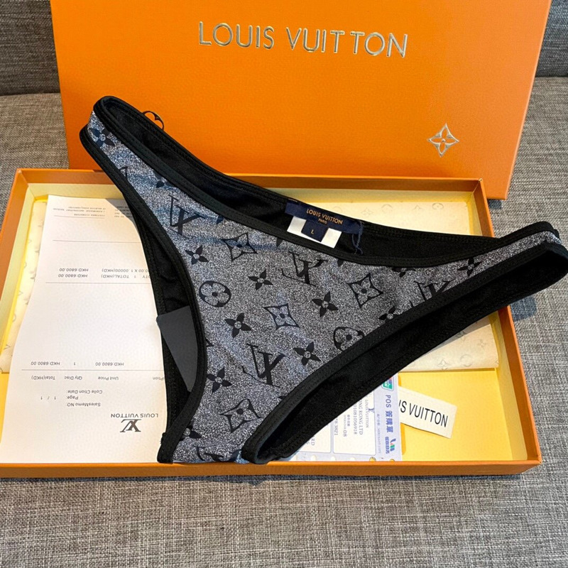 LV Two-piece Swimsuit Logo Print Grey