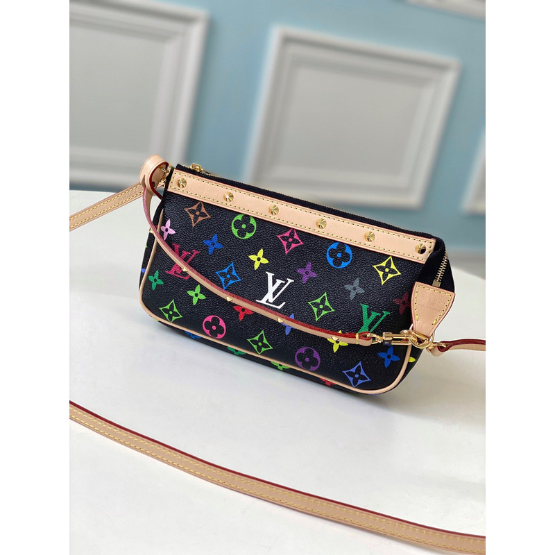 lv takashi murakami x l**is V*t*n monogram multicolore pochette accessories black