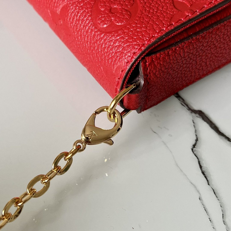 LV Monogram Empreinte Felicie Chain Shoulder Bag Red