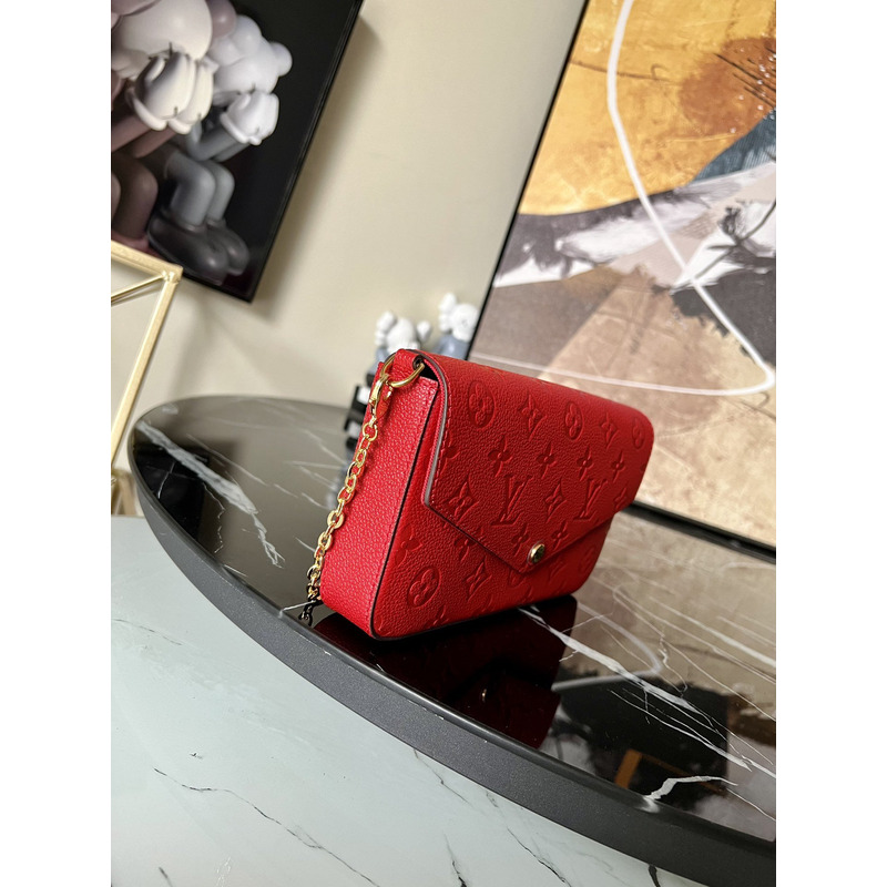 LV Monogram Empreinte Felicie Chain Shoulder Bag Red