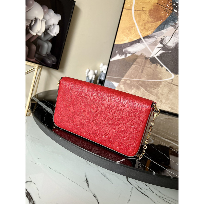 LV Monogram Empreinte Felicie Chain Shoulder Bag Red