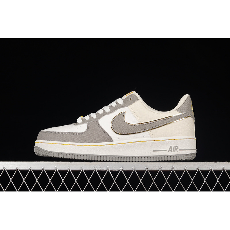 Nike Air Force 1 07 Low Grey Metallic Gold White 315122-666