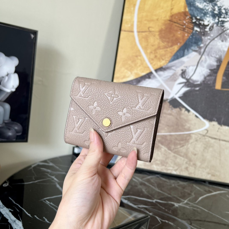 LV Embossed Zoe Short Wallet Leather Apricot