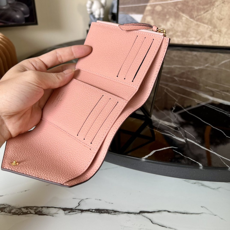 LV Embossed Zoe Short Wallet Leather Pink