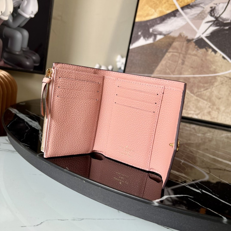 LV Embossed Zoe Short Wallet Leather Pink