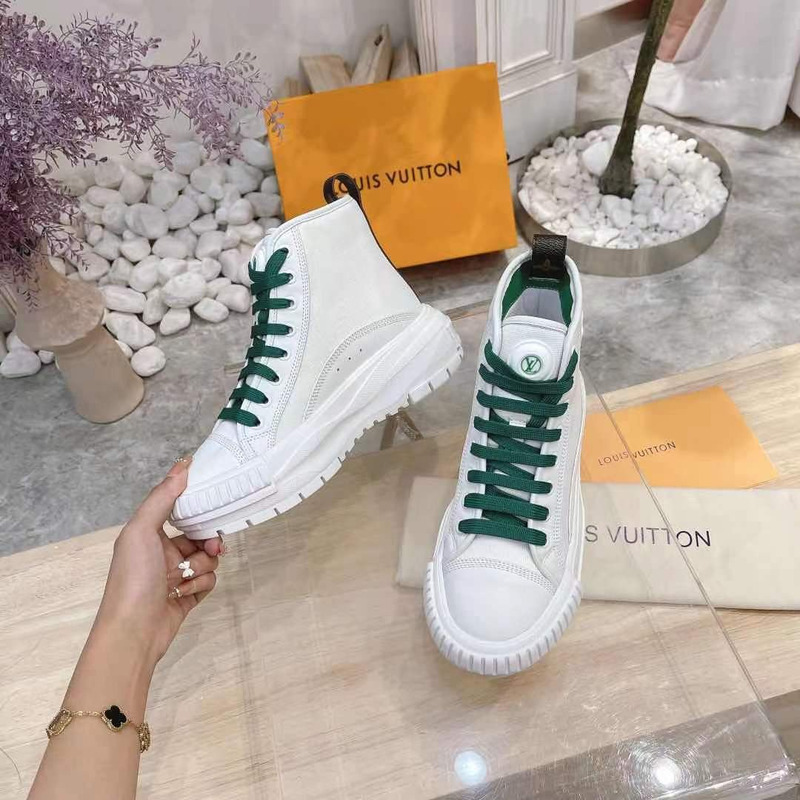 LV Squad High-Top Sneaker White Green