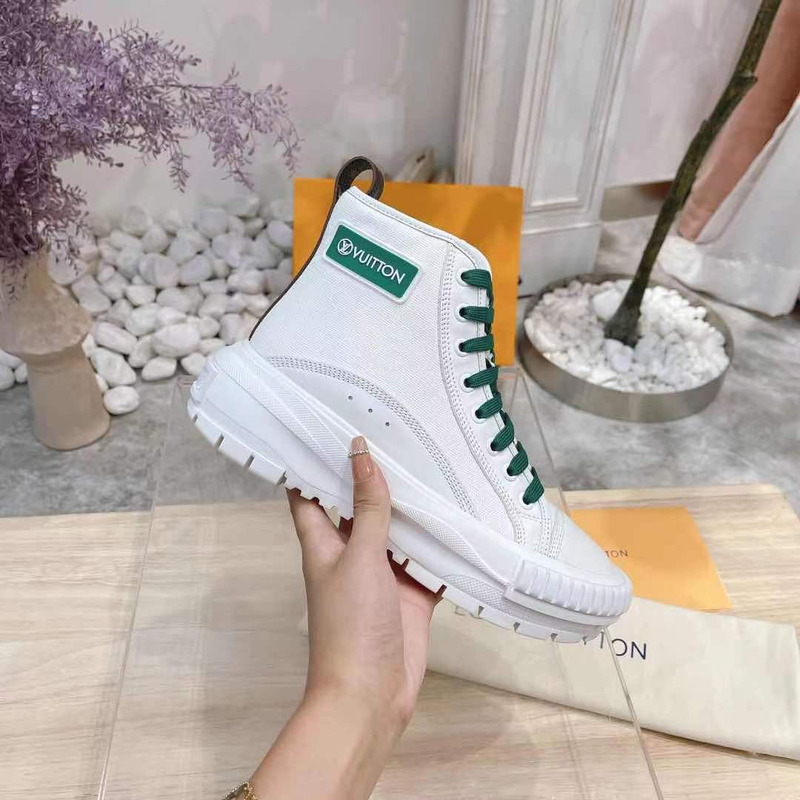 LV Squad High-Top Sneaker White Green