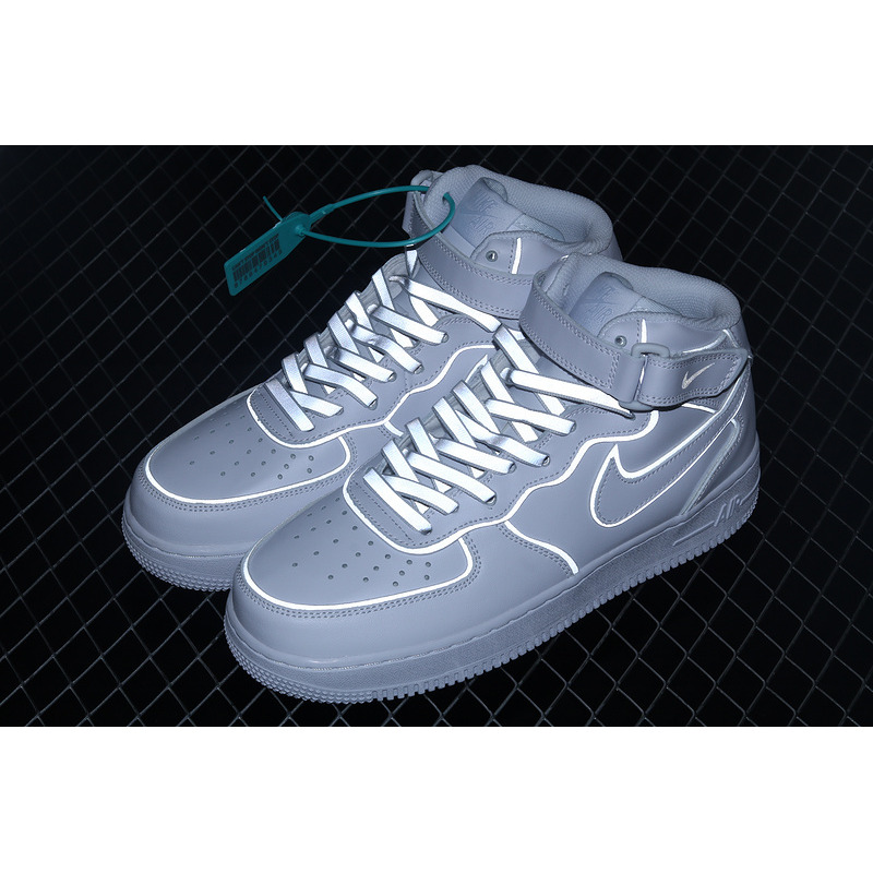 Nike Air Force 1 07 Mid White Silver Refletion 369733-809