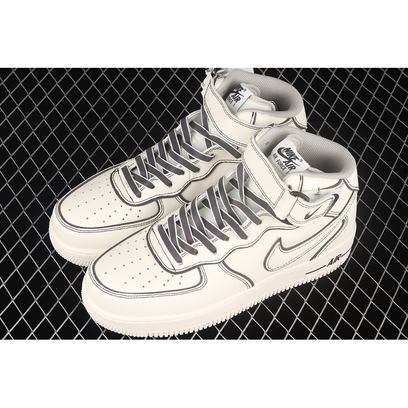 Nike Air Force 1 07 Mid Beige Black Reflective Grey AQ2898-008