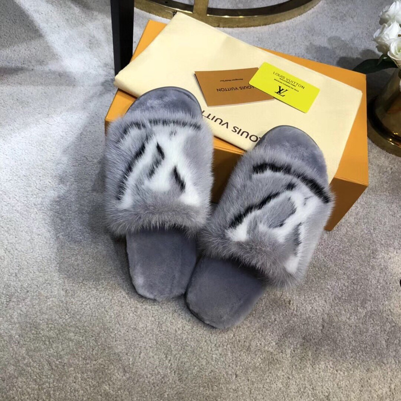 LV Homey Mink Flat Slippers Grey