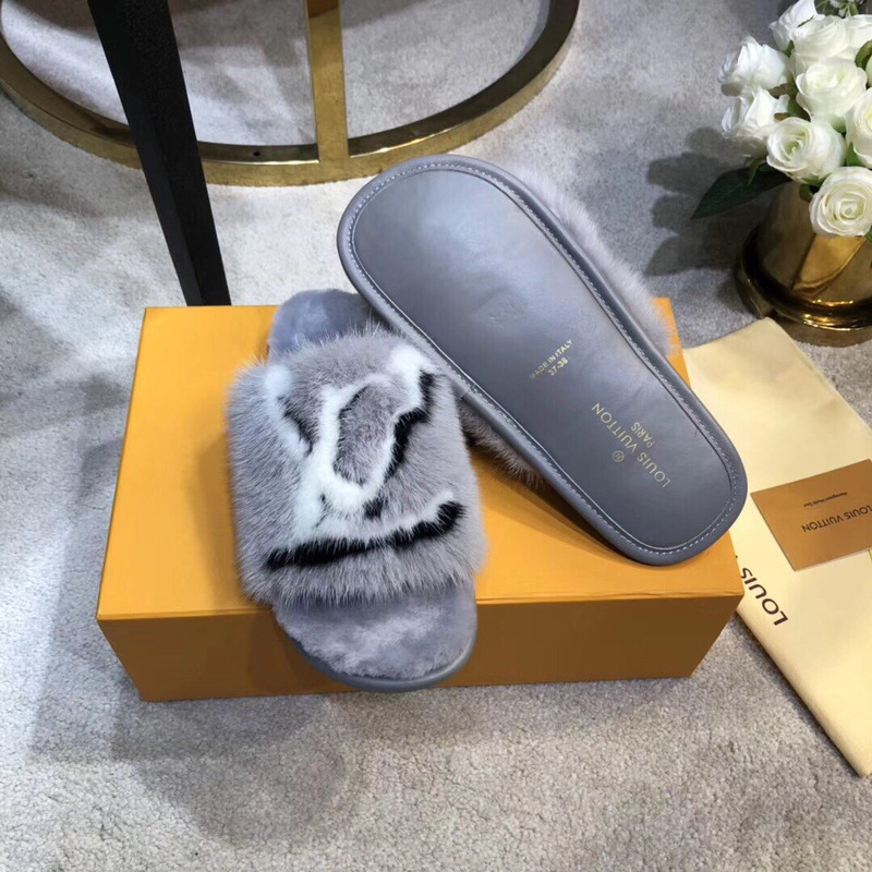 LV Homey Mink Flat Slippers Grey