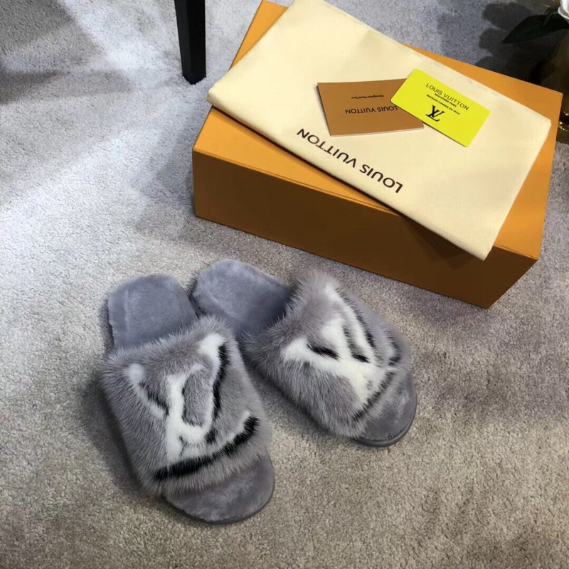 LV Homey Mink Flat Slippers Grey