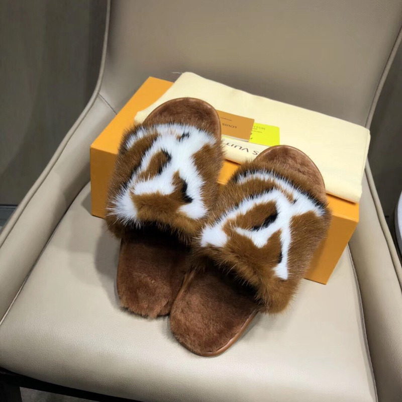 LV Homey Mink Flat Slippers Natural 1A5SZP