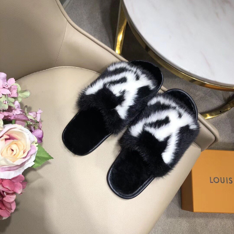 LV Homey mink Flat Slippers Black 1A5SZH