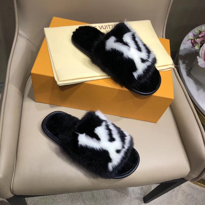 LV Homey mink Flat Slippers Black 1A5SZH