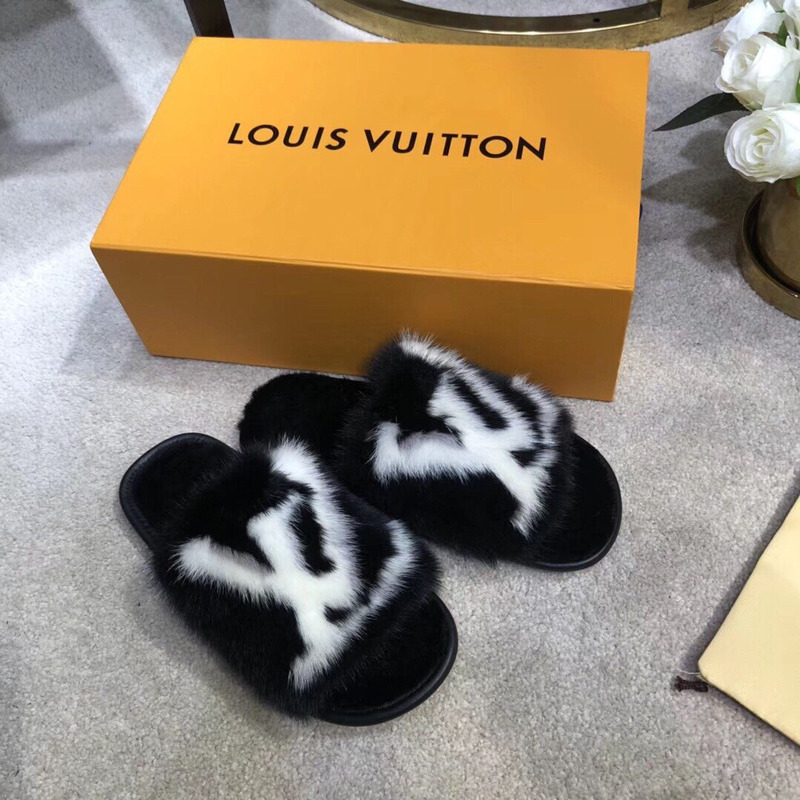 LV Homey mink Flat Slippers Black 1A5SZH