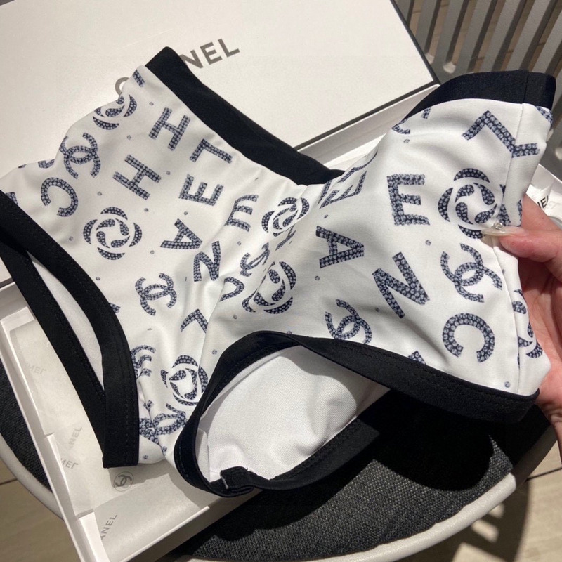 Ch*el logo print swimsuit two piece