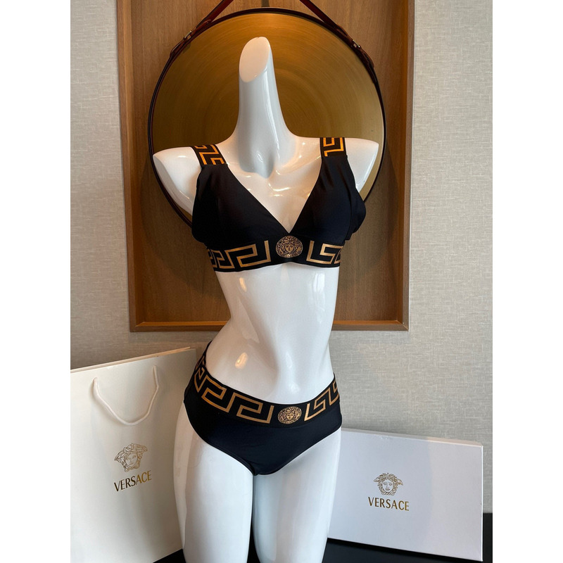 Versace Greca Striped Bikini