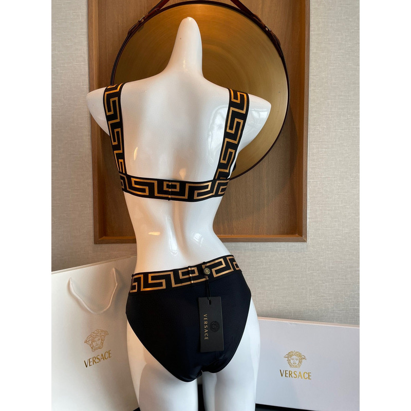 Versace Greca Striped Bikini