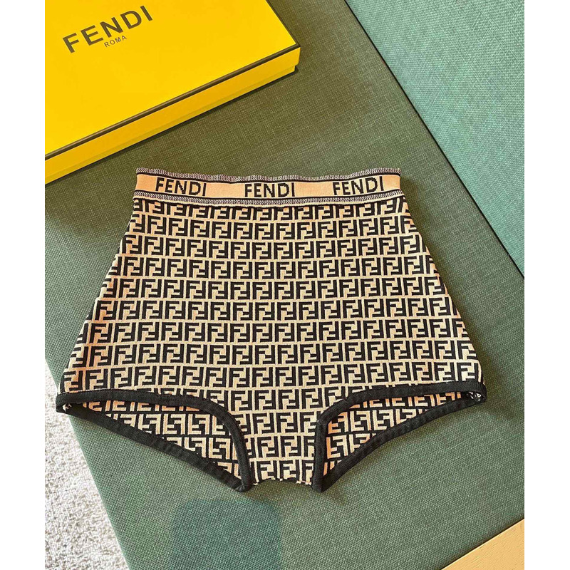 F**di f letter retro swimsuit brown