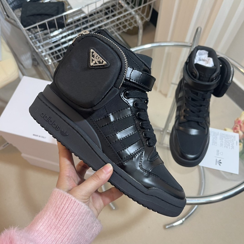 pra*a x Ad*s re-nylon forum high-top sneaker black