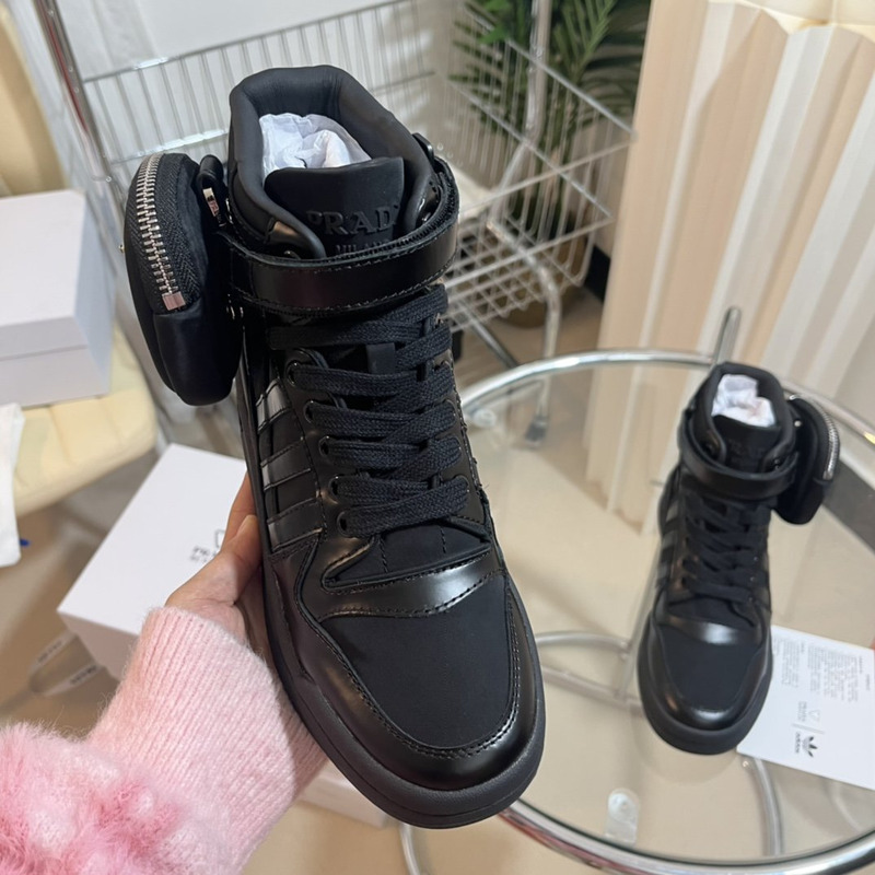 pra*a x Ad*s re-nylon forum high-top sneaker black