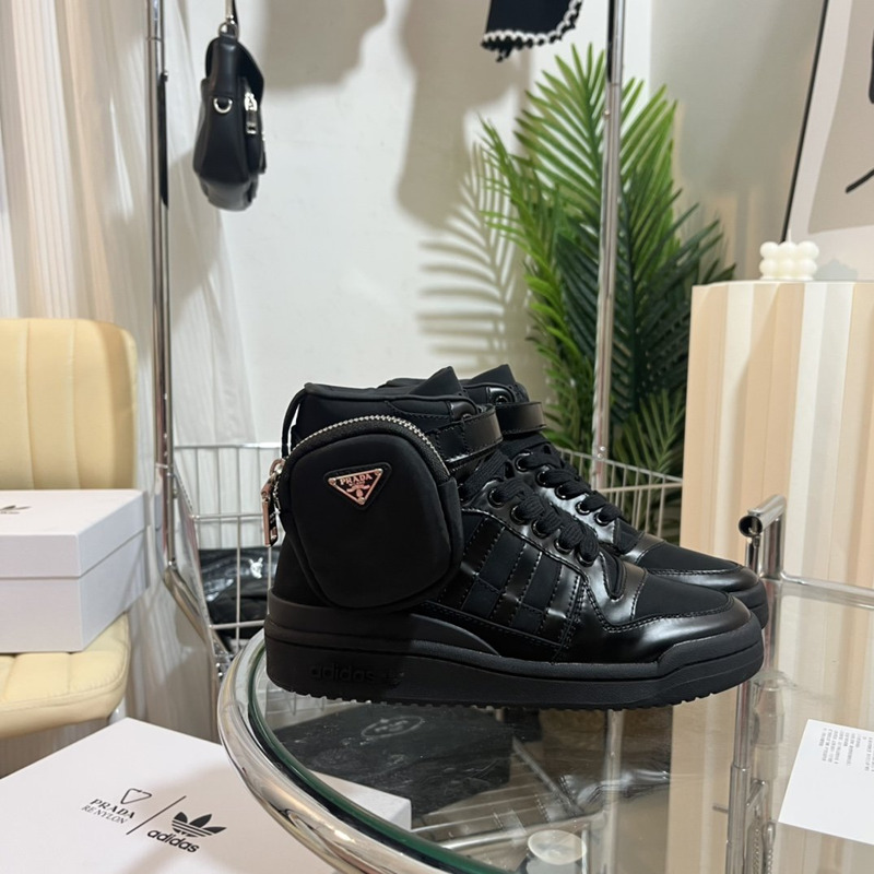 pra*a x Ad*s re-nylon forum high-top sneaker black