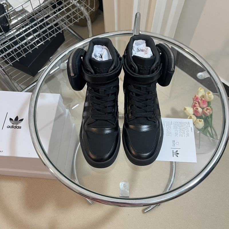 pra*a x Ad*s re-nylon forum high-top sneaker black