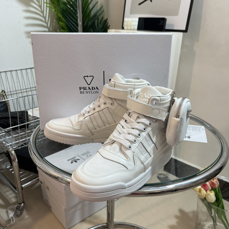 pra*a x Ad*s re-nylon forum high-top sneaker white