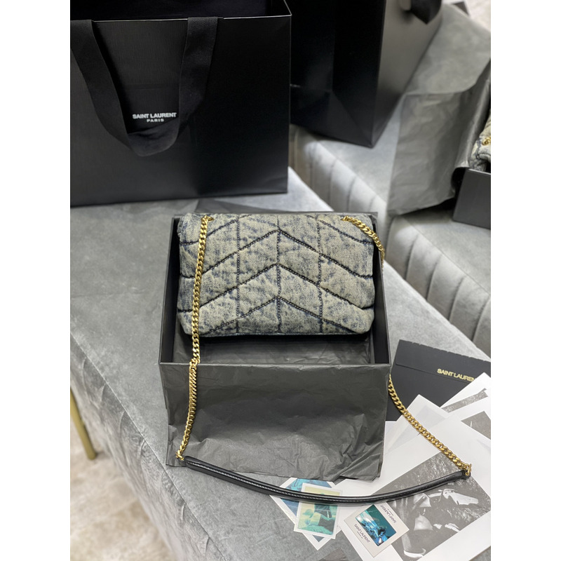 Saint Laurent Puffer Toy Bag Mini in Denim