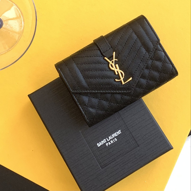 Saint Laurent Envelope Leather Wallet Black