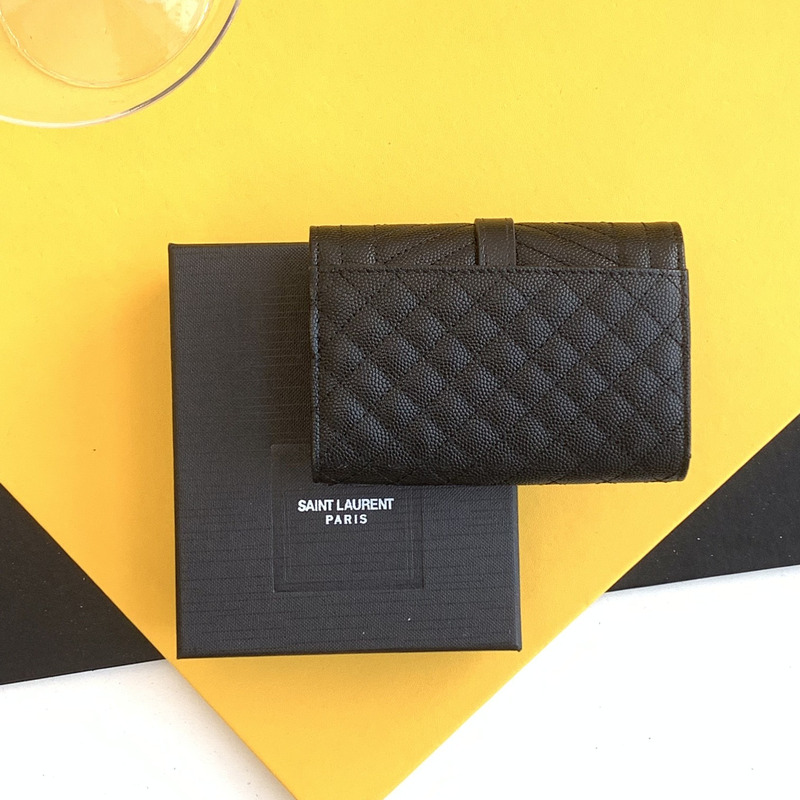 Saint Laurent Envelope Leather Wallet Pure Black