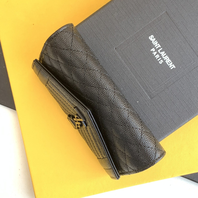 Saint Laurent Envelope Leather Wallet Pure Black