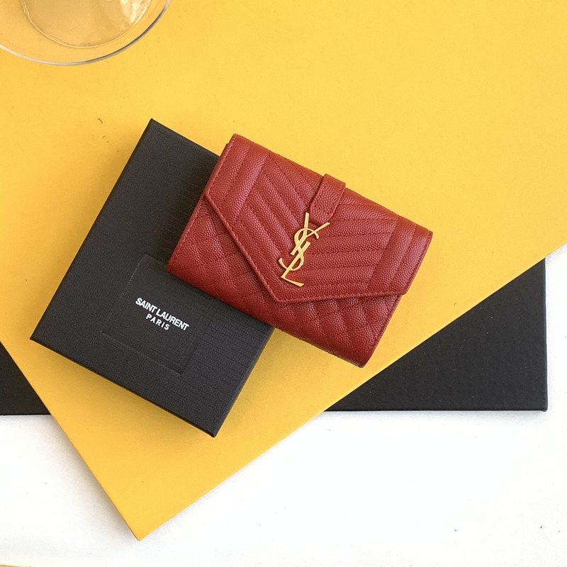 Saint Laurent Envelope Leather Wallet Burgundy