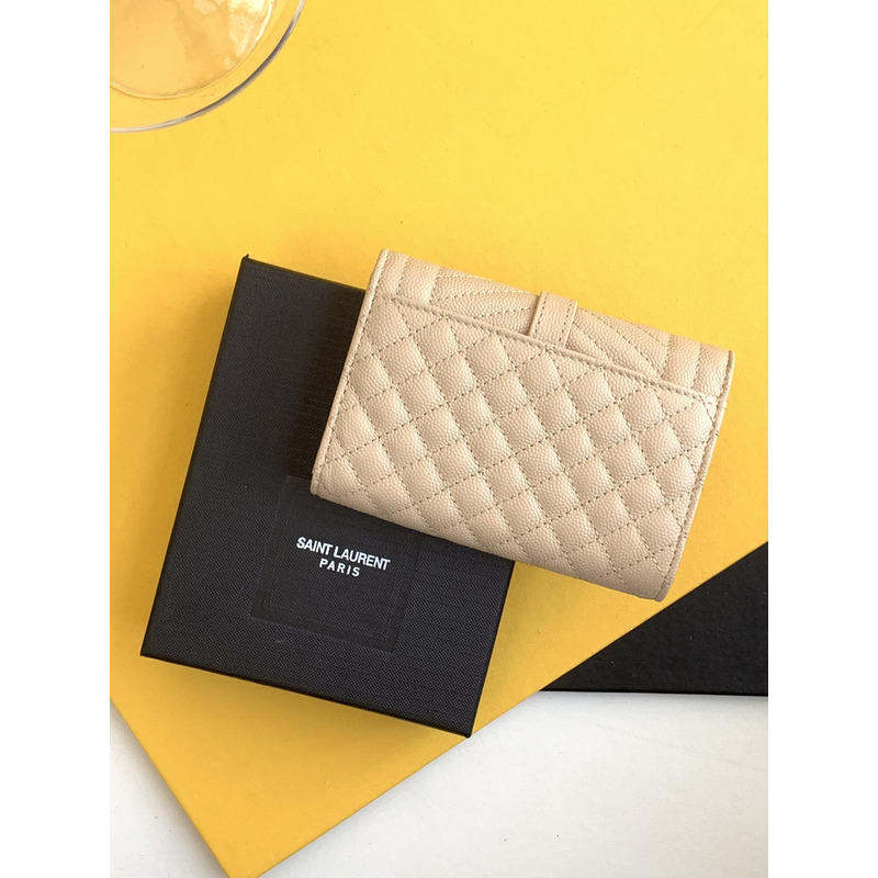 Saint Laurent Envelope Leather Wallet Beige