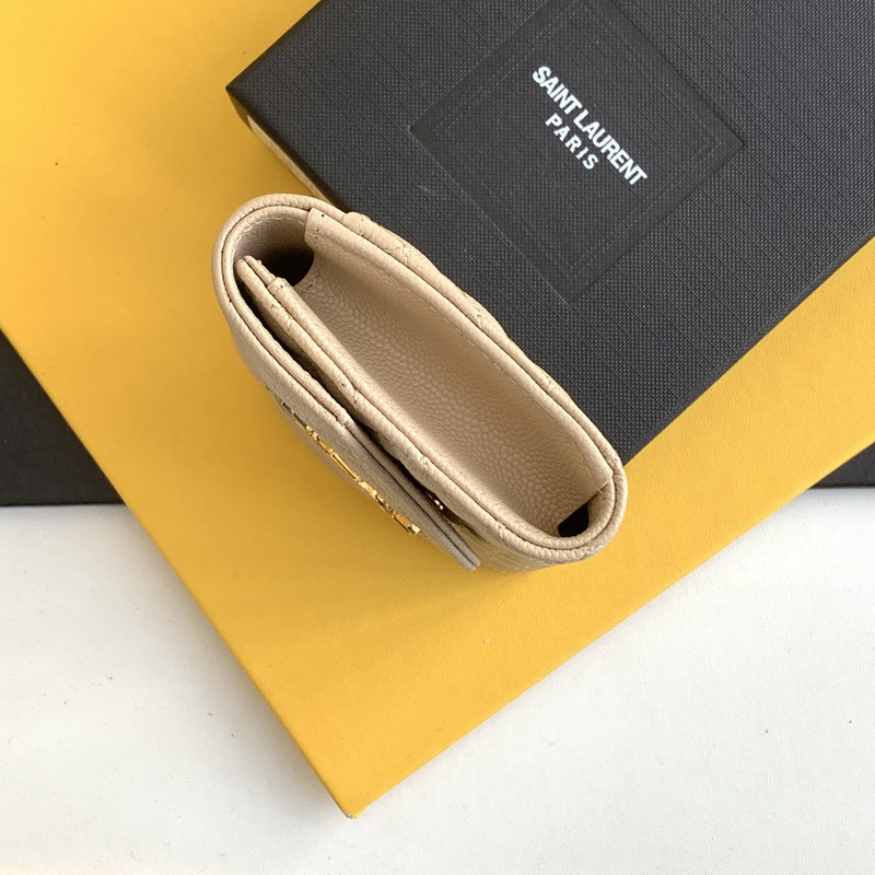 Saint Laurent Envelope Leather Wallet Beige