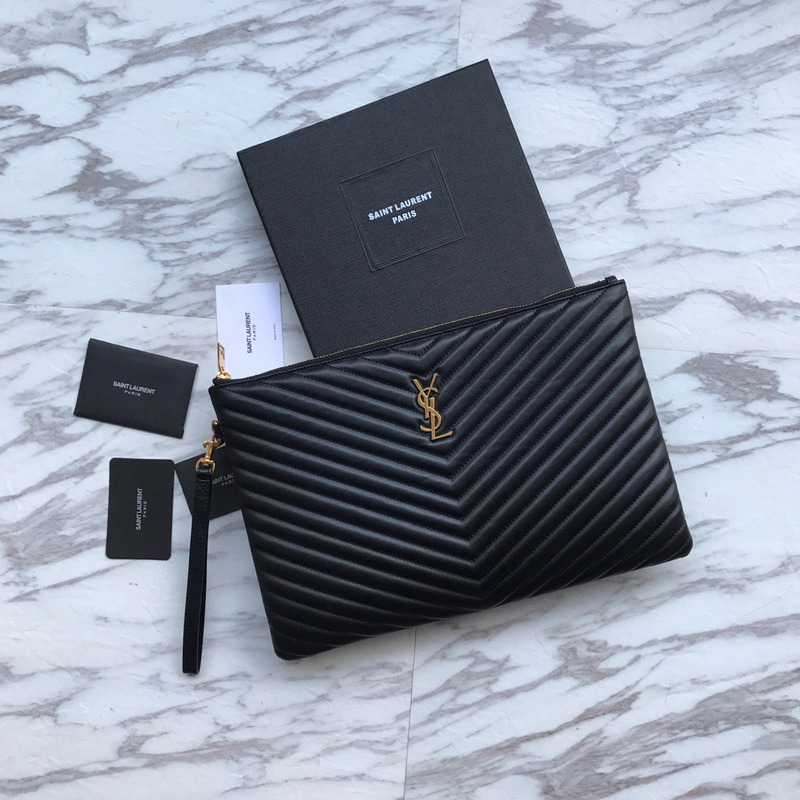 Saint Laurent Monogram Clutch Bag Black