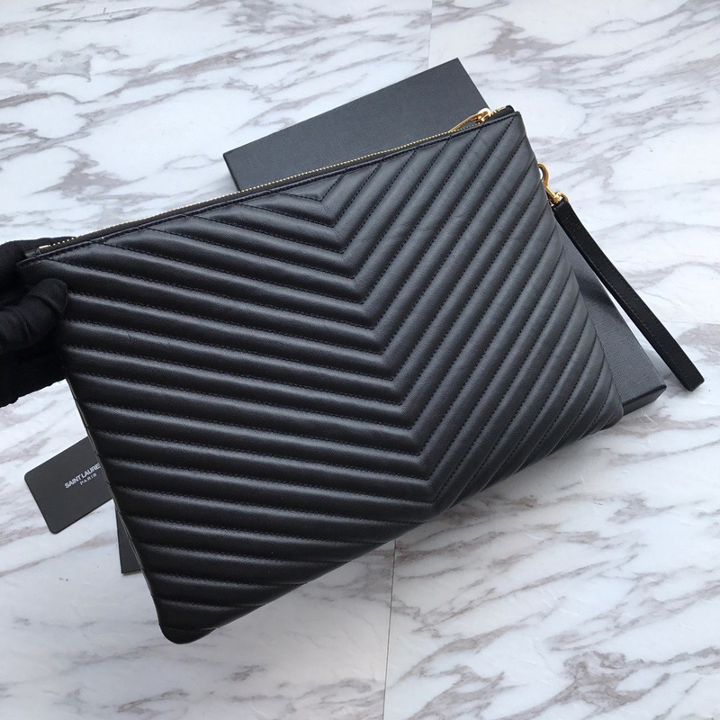 Saint Laurent Monogram Clutch Bag Black