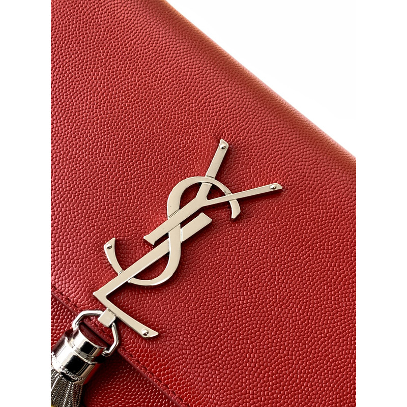 Saint Laurent Saint Laurent Kate Small Chain Bag In Grain De Poudre Leather Red