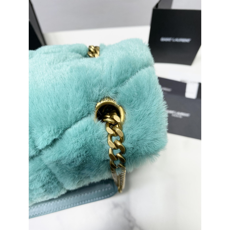 Saint Laurent Loulou Small Shearling Shoulder Bag Iced Mint 29cm-17cm-11cm