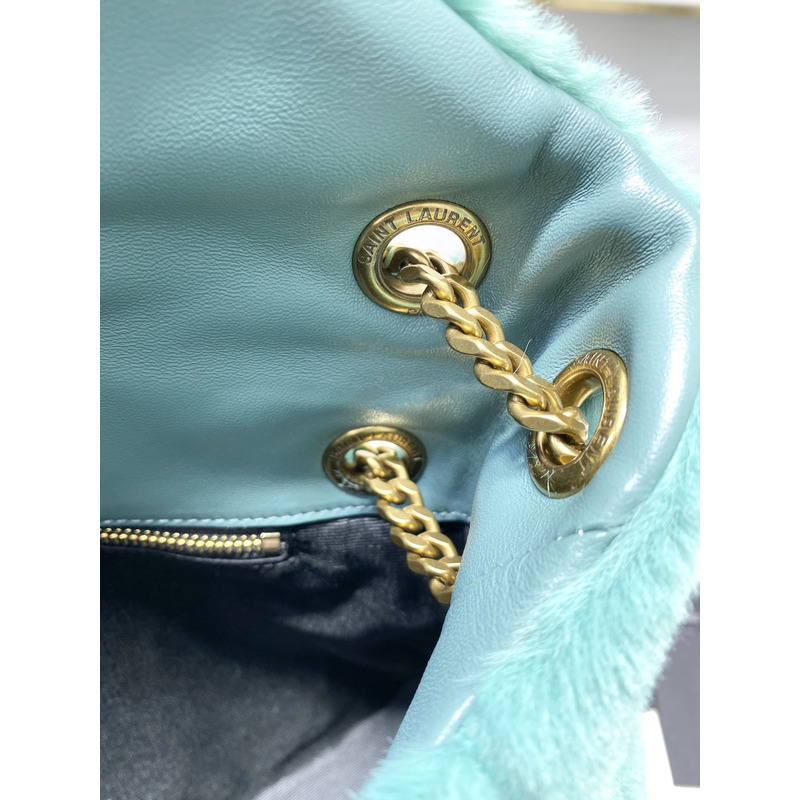 Saint Laurent Loulou Small Shearling Shoulder Bag Iced Mint 29cm-17cm-11cm