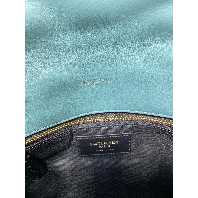 Saint Laurent Loulou Small Shearling Shoulder Bag Iced Mint 29cm-17cm-11cm