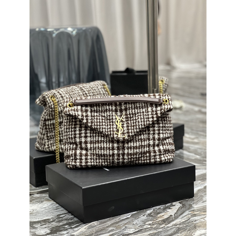 Saint Laurent Houndstooth Bag Black And White 29cm-17cm-11cm