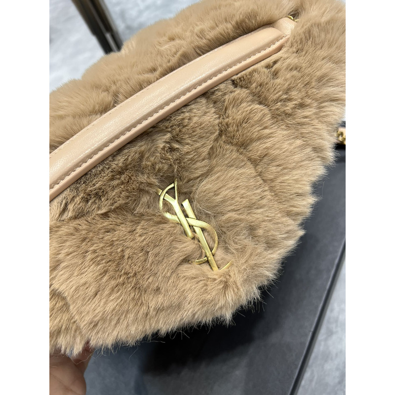 Saint Laurent Loulou Small Shearling Shoulder Bag Natural 29cm-17cm-11cm