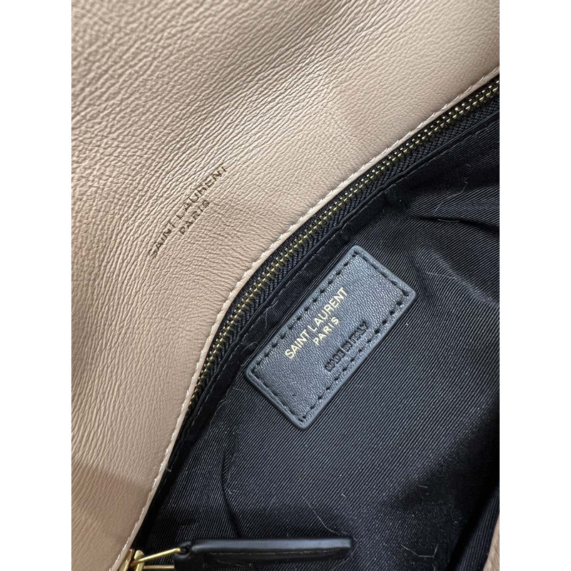 Saint Laurent Loulou Small Shearling Shoulder Bag Natural 29cm-17cm-11cm