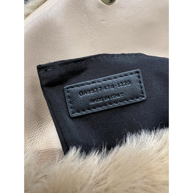 Saint Laurent Loulou Small Shearling Shoulder Bag Natural 29cm-17cm-11cm