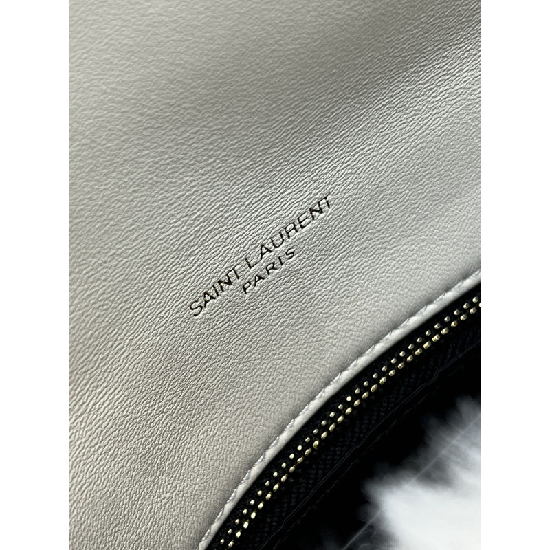 Saint Laurent Loulou Small Shearling Shoulder Bag Cream 29cm-17cm-11cm