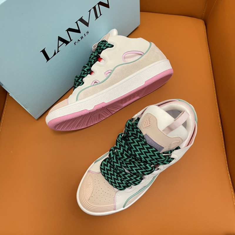 Lanvin Curb Z-Lace Sneakers Light Pink and Beige